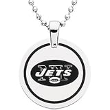 Stainless Steel New York Jets Name Logo Necklace