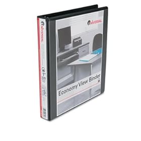 Universal 20741 - Economy D-Ring Vinyl View Binder, 1 Capacity, Black-UNV20741