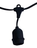 String Light Company Vintage 48-Ft Outdoor Commercial String Lights with 15 Suspended Sockets, 14 Gauge Black Cord (Bulbs not Included)