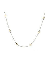 Sterling Silver with 10 Citrine Round Cabochon Necklace, 18"