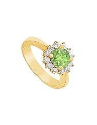 Peridot and Diamond Ring 14K Yellow Gold - 1.50 CT TGW