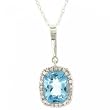 White Gold Pendant & Necklace Blue Topaz & Diamond