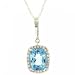 White Gold Pendant & Necklace Blue Topaz & Diamond