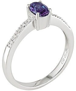 More of 10K White Gold .05 ctw Diamond and Alexandrite Ring