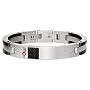 Mens Black and Stainless Steel & Carbon Fiber Bracelet w/Diamond Accent By ROSSO