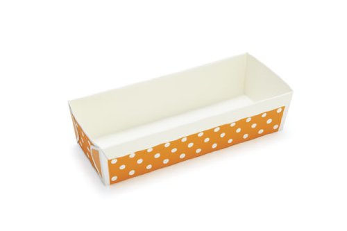 Rectangular Loaf Set of 6 Paper Baking Pans: Orange Polka Dots