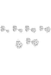 5 Pair Set of Stainless Steel Post Round Sparkling Clear Cubic Zirconia Stud Earrings Set Our Stud Earring Set Includes One Pair Each of 3mm 4mm 5mm 6mm 7mm
