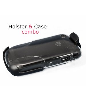 Rubberized Face-in Holster & Crystal Silicone Case Combo for Blackberry Curve 8520 (Clear)