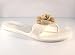 New Fashion Womens Slip On Thong Sandals Jelly Shoes W/Flower Trim 5 Colors (7, White 201)