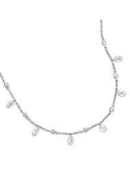 16"+1" Extension Rhodium Plated Bezel & Oval Faceted CZ Necklace
