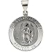 14k Wht Gold Hollow Round Guardian Angel Medal 18.25x18.5mm