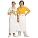 San Jamar 607BA2 Poly Cotton Crew Bistro Apron with Two Middle Pockets, 34" Length x 28" Width, White