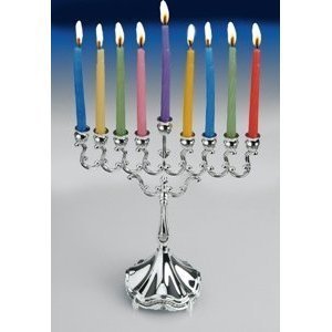 Ner Mitzvah Canukah Silver Plated Candle Menorah