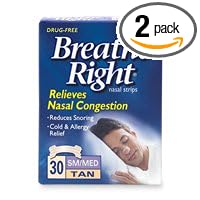 Breathe Right Nasal Strips, Small/Medium, Tan, 30-Count Boxes (Pack of 2)