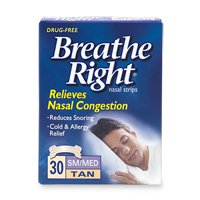 Breathe Right Nasal Strips, Small/Medium, Tan, 30-Count Boxes Pack of 2