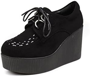 Sheinfashion Women's Punk Platform Wedges Shoes Flats Creepers Black Suede 9.0 M US
