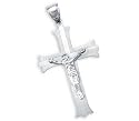 14k White Gold Jesus Cross Crucifix Charm Pendant Small