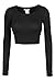 LE3NO Womens Fitted Long Sleeve Crop Top with Stretch, L3NWT1073_BLACK, Medium