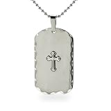 Mens Stainless Steel Cross Dog Tag Necklace