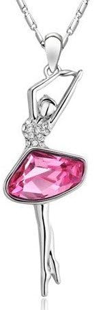 Everbling Ballet Dance Girl Ballerina Rose Swarovski Elements Crystal Pendant Necklace 18"