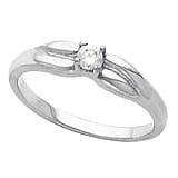 14K White Gold Solitaire Diamond Ring - 0.10 Ct.