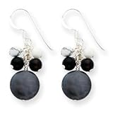Sterling Silver Blk Agate/Hematite/Blk MOP/Oynx/White Jade Earrings