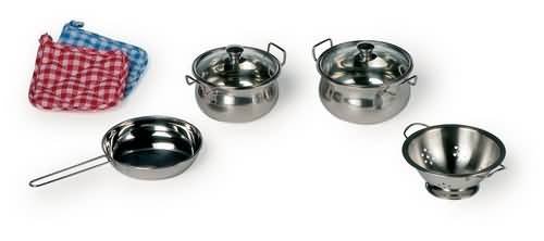Childrens Toyshop  Toys : Quality 'chefs' stainless steel 8 piece children's cookware set