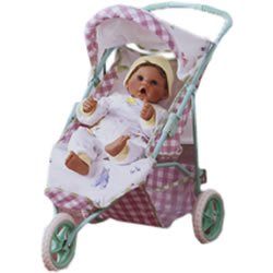 Gingham and Print 3-Wheel Stroller for Newborn Nursery by eToys