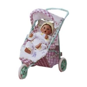Gingham and Print 3-Wheel Stroller for Newborn Nursery by E-Toysworld