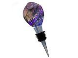 ArtisanStreet's Plum River - Dichroic Fused Glass Art Bottle Stopper With Wood Stand. Use for 750 ml or 1 L Wine or Liquor Bottles, Oil & Vinegar, Cooking Wine or Perfume Bottles. One of a Kind.