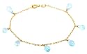 14k Yellow Gold, March Birthstone, Aquamarine Briolette Bracelet, 7.25"