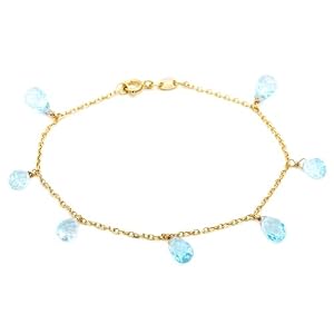 Buy 14k Yellow Gold, March Birthstone, Aquamarine Briolette Bracelet, 7.25 by Amazon.com Collection
