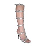  : ROMAN-10, Women's 3'' Heel Roman Shoe, Silver PU, Size 10