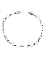 10 Karat White Gold Oval Charm Bracelet