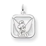 14k White Gold Disney Tinker Bell Square Charm - JewelryWeb