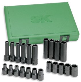 SK Hand Tools 4052 22-Piece 1/2-Inch Drive 6 Point Standard and Deep Metric Impact Socket Set