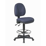 Deluxe Ergonomic Drafting Chair with 20 Diameter Footring, Seat and Back Tilt Adjustment (special order) Fabric Color: Icon - Black