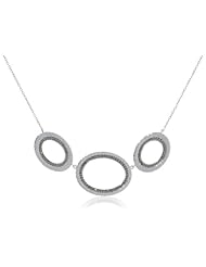 Judith Jack "Silver Halo" Sterling Silver and Marcasite Hammered Triple Oval Frontal Necklace, 18"