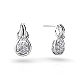 14K White Gold Genuine Round White Diamond Love Knot Earrings