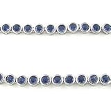 Iced Out Silver 5mm Bezel Sapphire Blue CZ Bullet Necklace