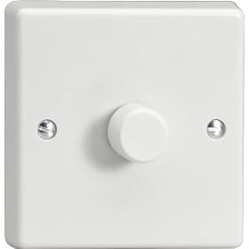 Varilight - 1 Gang 1 Way 400 Watt Standard Dimmer Switch Classic White Plastic with White Knob - HQ1W