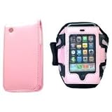 Two Pink Cases for Apple iphone 4 - Armband Sports Case & Leather Flip Skin Case