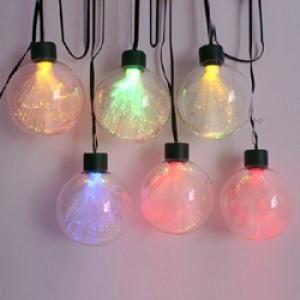 Kurt Adler 6-Light Fiber Optic Inside Glass Ball Light Set