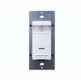 Leviton OSS10-IDW Decora Passive Infrared Wall Switch Occupancy Sensor, 180 Degree, 1200 sq. ft. Coverage, LED Adjustable Night Light, Manual On, White