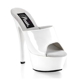 6 Inch Sexy High Heeled Shoe Stiletto Platform Slide White Shoe