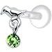 Silver 925 Bird Peridot Green Dangling CZ Tragus Earring