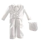 Lauren Madison Baby boy Christening Baptism Special occasion Infant Double Breasted Diamond Pattern Knit Vest With Pleated Satin Pant