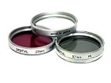 Sakar 37mm 3-Piece Polarizer/UV/F-DL Filter Kit, Metal Rim with Leather Case, 15 Year Warranty