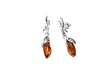 Goldmajor Amber and 925 Sterling Silver Drop Earrings with a Leaf Motif ER1271