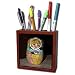 Jos Fauxtographee Realistic - A Russian Stacking Doll Painted as a Girl with Flowers and Bright Colors - Tile Pen Holders-5 inch tile pen holder
